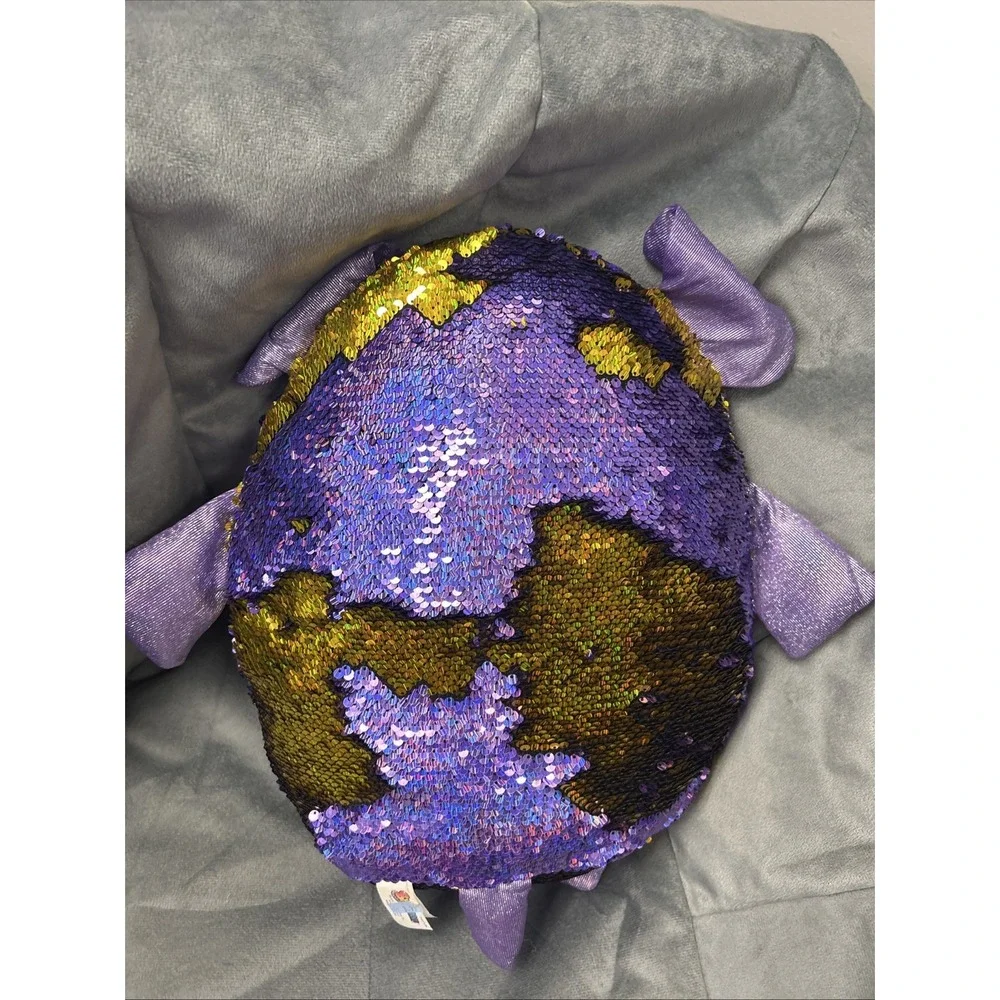 Shimmeez Large Elephant Reversible Sequin Plush Pet Purple Gold 16